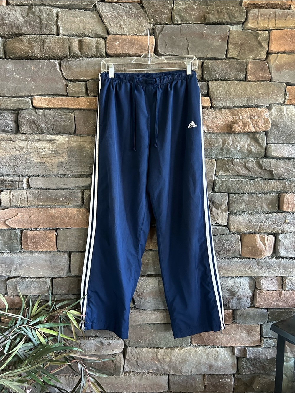Adidas Y2K Navy And White Stripe Retro Sportswear Athletic Track Pants